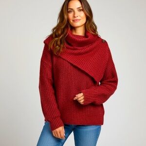 Thakoon Scarf Sweater Red Cowl Neck Thick Chunky Alpaca Sz Medium NWT